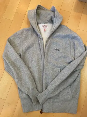 EVISU 후드티 size 42 그레이 x 갈매기 자수 구제 의류 속기모