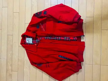 여성용 빨간색 블루종 체크 안감