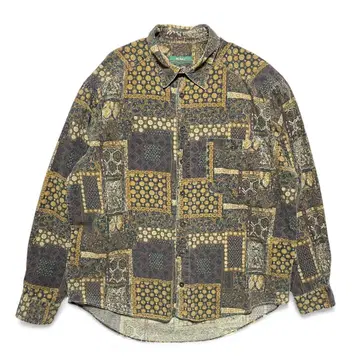 빈티지 코듀로이 올 패턴 트래디셔널 패턴 긴팔 셔츠 페이즐리