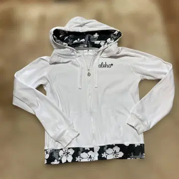 하와이 구매 플라워 프린트 후드티 XL 화이트 새상품급