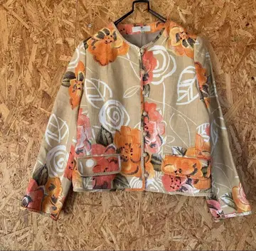 새상품급 플라워 프린트 노카라 자켓 화려한 올 패턴 멋짐