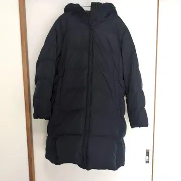 후드 부착 다운 코트 네이비