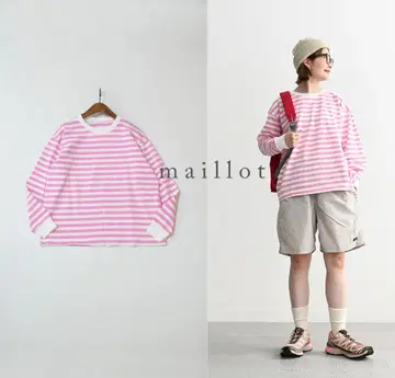 2025 판매 중 새상품급 maillot 마이요 라운드 보더 롱 Tee