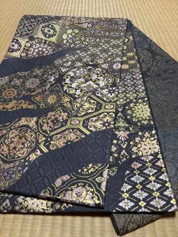 후쿠로 오비 쇼소인 백회문 본금박 조개자색 염색 황금실 신코이시마루