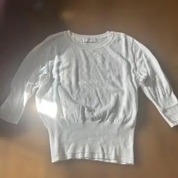 SLOBE 화이트 오부 소매 니트 100% 면