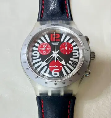 Swatch 크로노그래프 손목시계 블랙과 빨간색