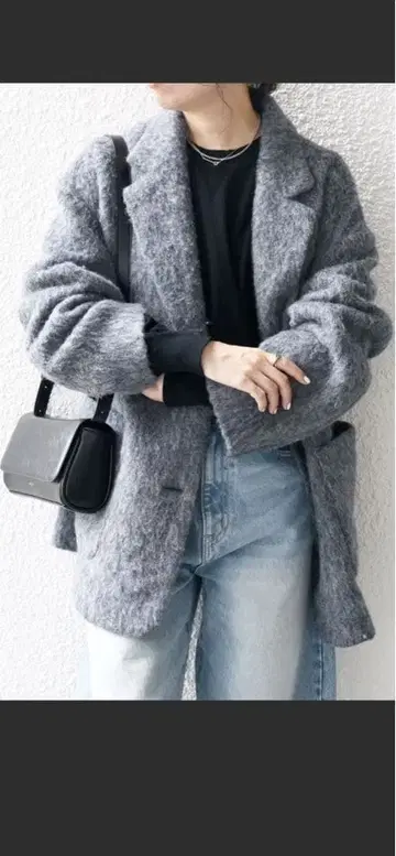 SHIPS any 울 믹스 샤기 싱글 코트