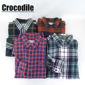 4장 세트 크로커다일 플란넬 셔츠 체크 무늬 L 사이즈