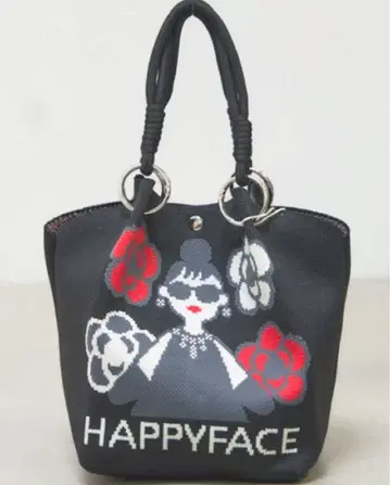 HAPPYFACE 블랙 토트백 카멜리아 무늬