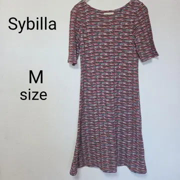 시빌라 반팔 튜닉 기하학 패턴 A라인 멀티 컬러 면 M 사이즈