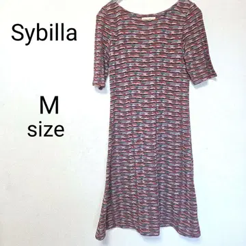 시빌라 반팔 튜닉 기하학 패턴 A라인 멀티 컬러 면 M 사이즈