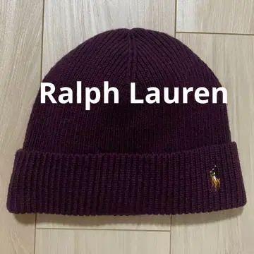 랄프 로렌 메리노울 니트 모자 보라색 방한
