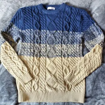 두꺼운 원단 케이블 니트 스웨터 그라데이션