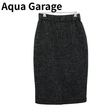 아쿠아 차고 무릎 기장 타이트 스커트 그레이 블랙 텍스처 마감 S