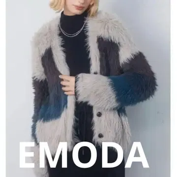 EMODA 슈퍼 샤기 니트 가디건 퍼