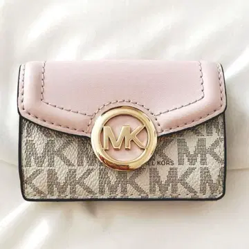 미사용 Michael Kors 마이클코어스 핑크 화이트 3단 폴더형 지갑