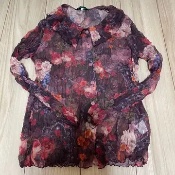 [ 바라쿠라 ] 장미빛 인생 긴팔 꽃무늬 시어 가디건