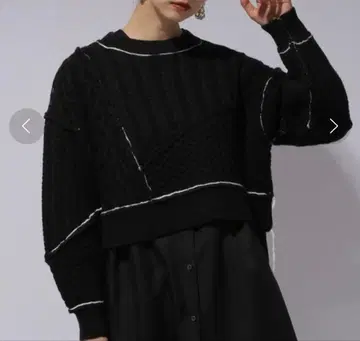 HARE 하레 패치워크 케이블 숏 니트 풀오버