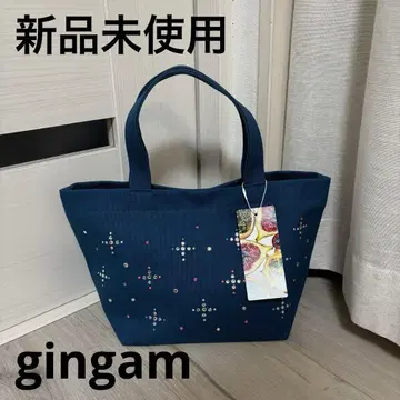 미사용 새상품 택 포함 gingam 깅엄 토트백 스와로브스키