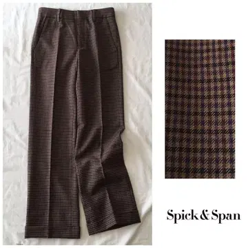 스픽 앤 스팬 배색 체크 울 와이드 팬츠 일본제