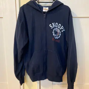 스누피 피너츠 집업 후드티 네이비