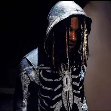 King von 착용 스컬 라이트 스톤 후디