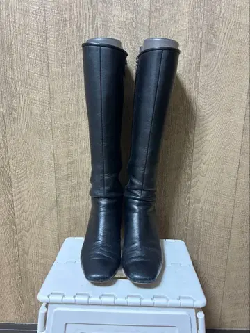 DIANA 블랙 가죽 롱 부츠 여성용