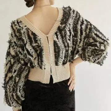 앞뒤 2way 프린지 숏 가디건