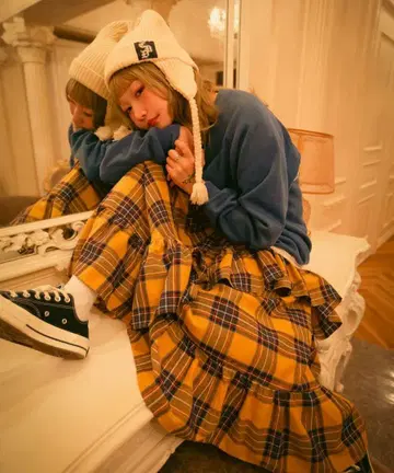 캔디 스트리퍼 FRILL CHECK SKIRT