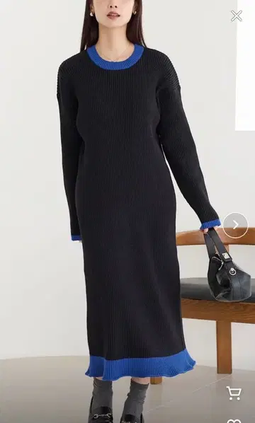 [ 새상품 ] 라비앙제 LAVEANGE 배색 니트 원피스 4L