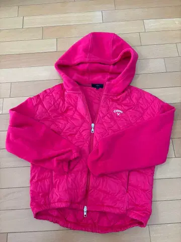 핑크 퀼팅 후드 부착 자켓