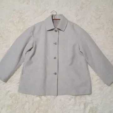 무인양품 울 혼방 스탠 칼라 숏 코트 L 라이트 그레이