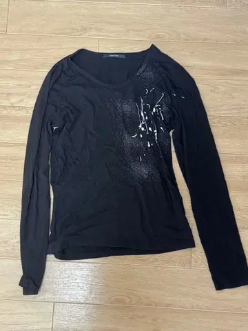 00s 헤이세이 y2k 페인트 디자인 블랙 긴팔 상의