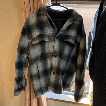 ZARA 블랙 화이트 체크 자켓 XL