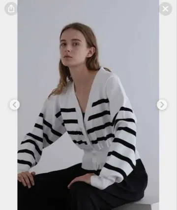 미사용 새상품 르필르 드라이 터치 가디건 보더 숏 기장 프리