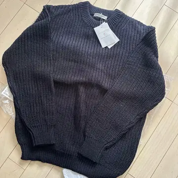 새상품 UNITED ARROWS 코튼 로게이지 크루넥 네이비