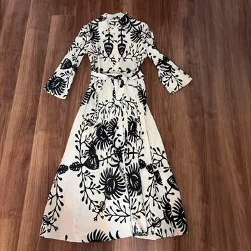 ZARA 플라워 프린트 롱 셔츠 원피스