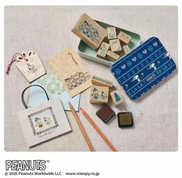 새상품 SNOOPY 스탬프 세트 양철통 도장 스누피