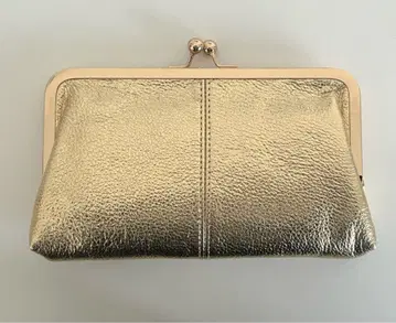 골드 가마구치 지갑 물방울 패턴