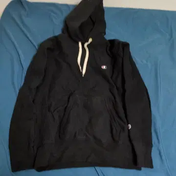 Champion 블랙 후드 부착 후드티