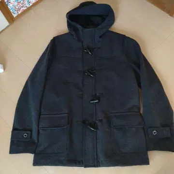 새상품급 BEAMS 더플 코트 후드 부착 다크 그레이