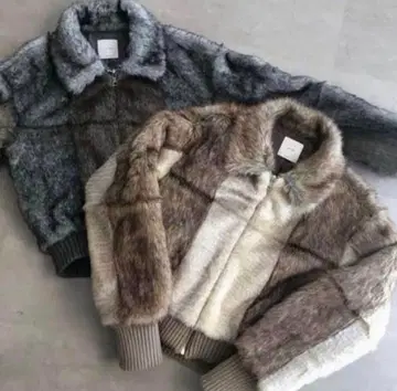 JUEMI 페이크 퍼 블루종