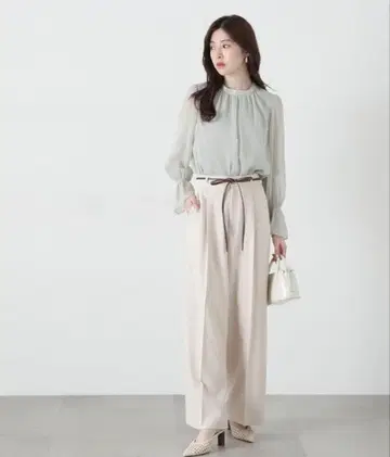 프로포션 바디 드레싱 인조 가죽 벨트 포함 와이드 팬츠