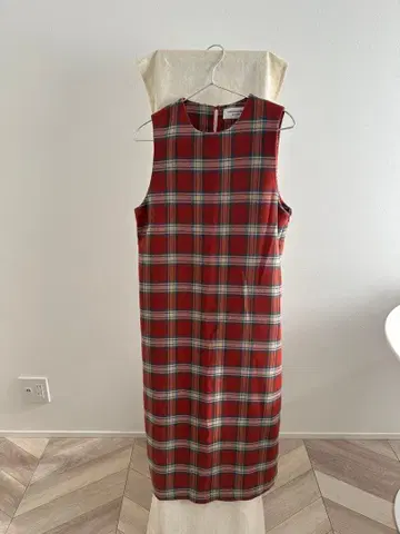 [ BEAMS BOY ] 슬리브리스 체크 원피스