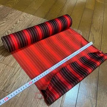 기모노 코트 원단 빨간색 블랙 스트라이프 기모노 옷감