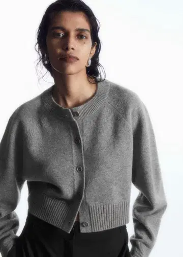 COS 그레이 울 가디건 XS