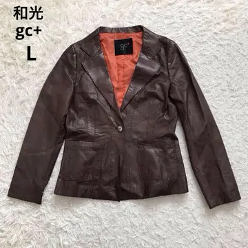 와코 양가죽 가죽 자켓 매우 부드러운 L 브라운 양가죽