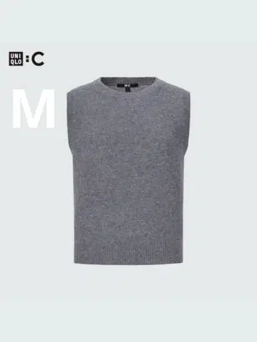 유니클로C 캐시미어 크루넥 숏 스웨터 (슬리브리스) 그레이 M