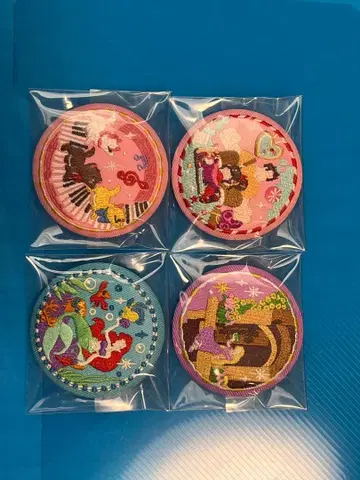 디즈니 자수 캔뱃지 아리엘, 라푼젤, 슈가러쉬, 마리