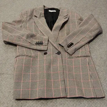 체크 무늬 더블 브레스트 테일러드 자켓